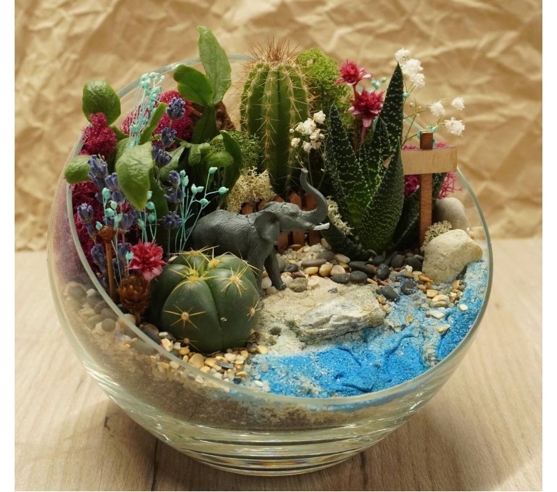 Флорариум "Мини-сад" со слоном арт. 049