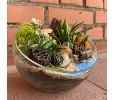 Флорариум "Мини-сад" с бегемотом арт. 015