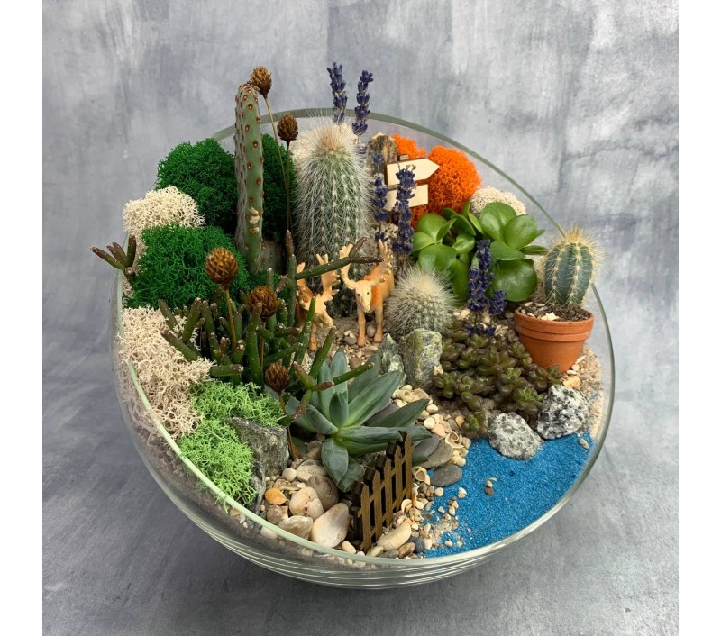 Флорариум "Мини-сад" "У озера" с лосями арт. 093