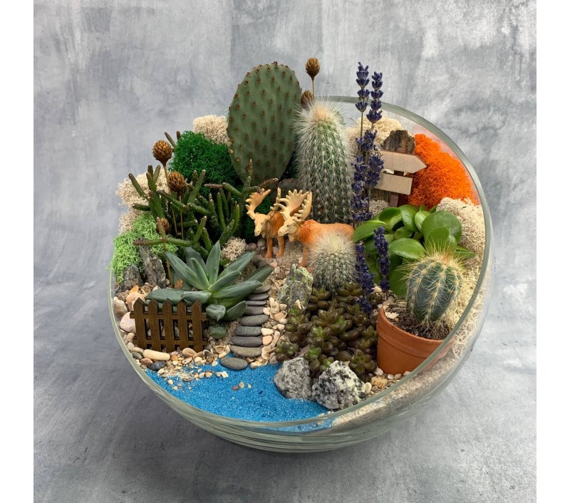 Флорариум "Мини-сад" "У озера" с лосями арт. 093