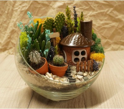 Флорариум "Мини-сад" с домиком арт. 005