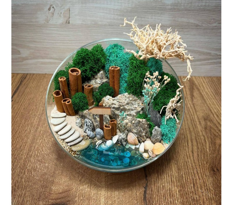 Моссариум "Мини-сад" "Тиффани"  с имитацией воды арт. 015