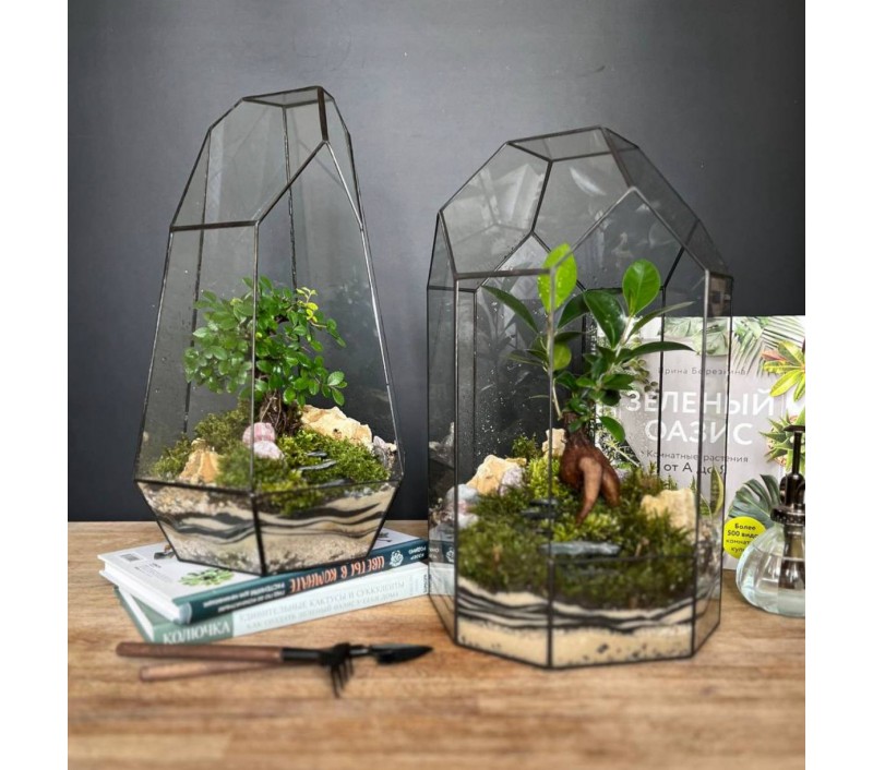 Флорариум "Мини-сад" в геометрической форме в стиле "Tiffany" "Леон"  арт. 092