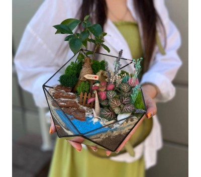 Флорариум "Мини-сад" в форме «Икосаэдр» "София" арт. 128