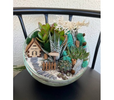 Флорариум "Мини-сад" "Копенгаген" с домиком арт. 037