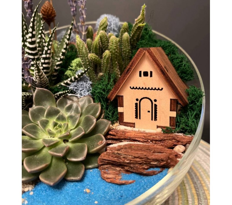 Флорариум "Мини-сад" "Марсало" с домиком арт. 135