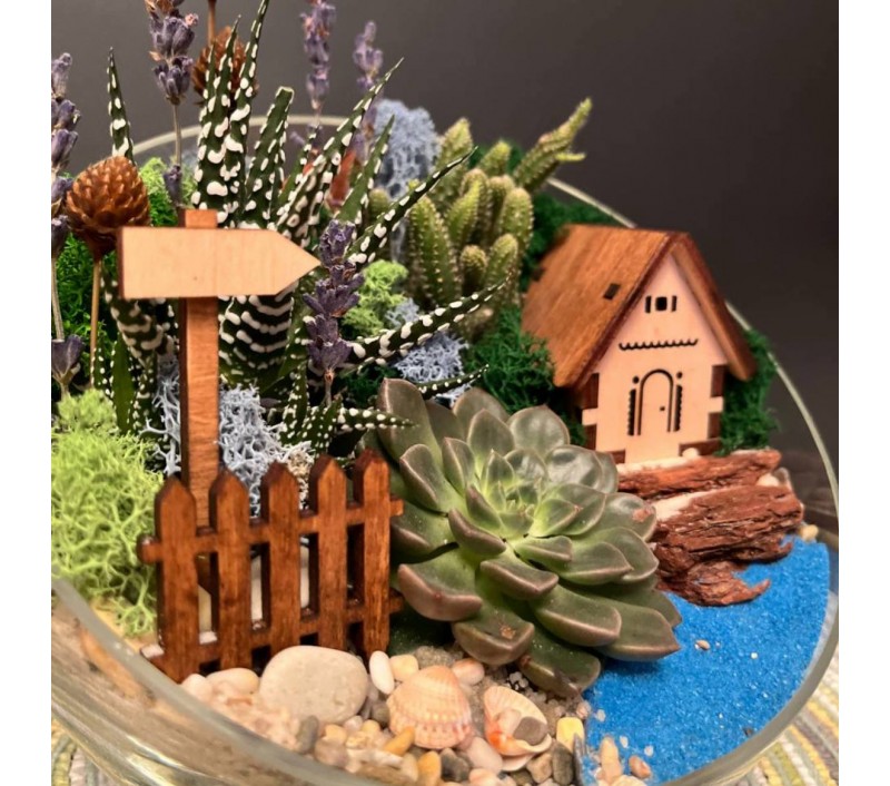 Флорариум "Мини-сад" "Марсало" с домиком арт. 135