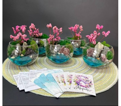 Моссариум-шар "Мини-сад" "Морское дно" с имитацией воды арт. 005