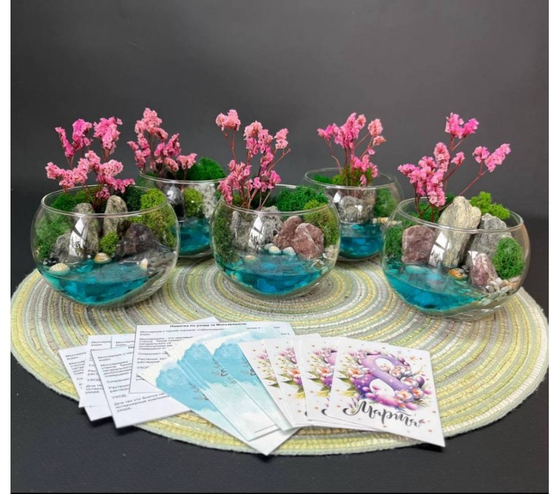 Моссариум-шар "Мини-сад" "Морское дно" с имитацией воды арт. 005