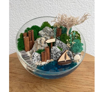 Моссариум "Мини-сад" "Акватория" с имитацией воды арт. 011 Моссариум "Мини-сад" "Акватория" с имитацией воды арт. 011