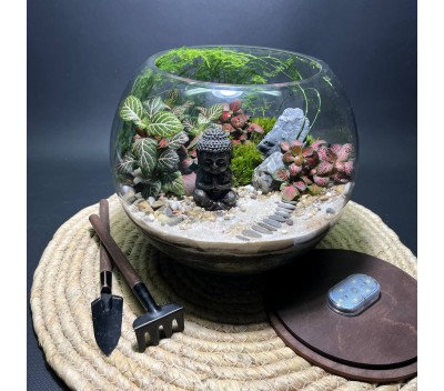 Флорариум "Мини-сад" "Джайпур" в закрытой экосистеме с подсветкой арт. 138