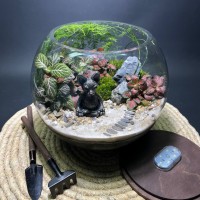 Флорариум "Мини-сад" "Лотос" в закрытой экосистеме с подсветкой арт. 139