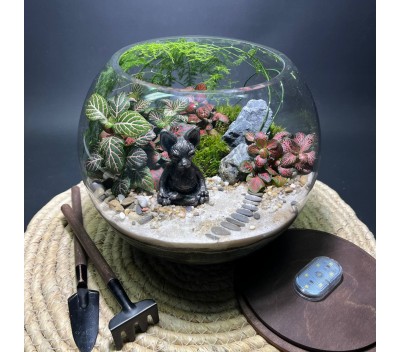 Флорариум "Мини-сад" "Лотос" в закрытой экосистеме с подсветкой арт. 139