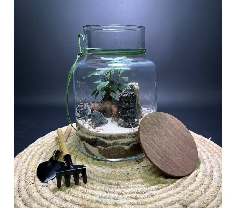 Флорариум "Мини-сад" "Шри-Ланка" в закрытой экосистеме с подсветкой арт. 143