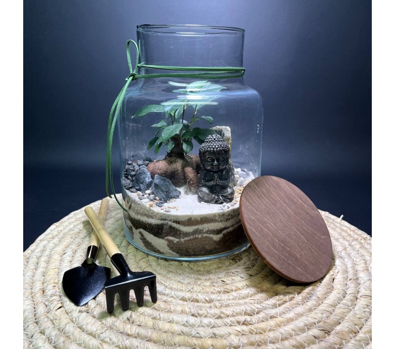 Флорариум "Мини-сад" "Шри-Ланка" в закрытой экосистеме с подсветкой арт. 143